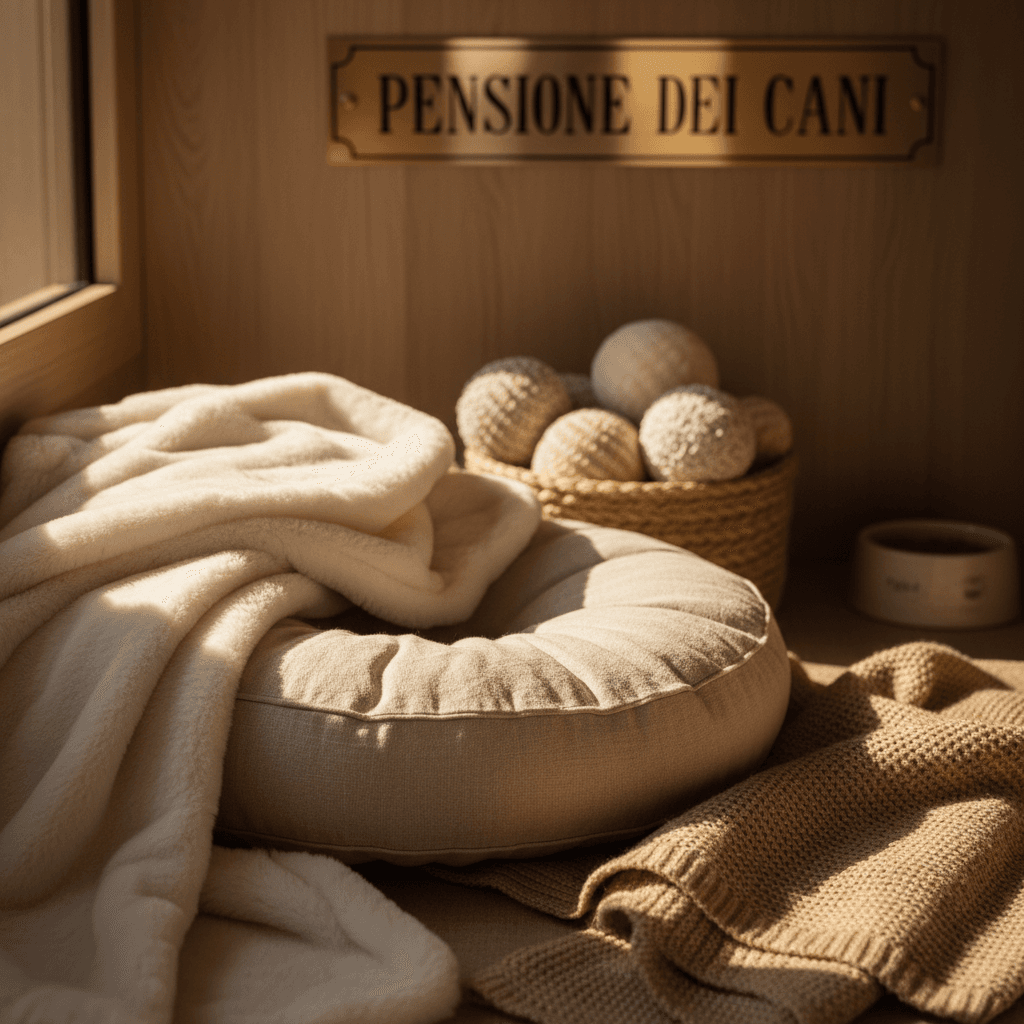 Dettaglio dei morbidi materiali e comfort nelle camere per gatti
